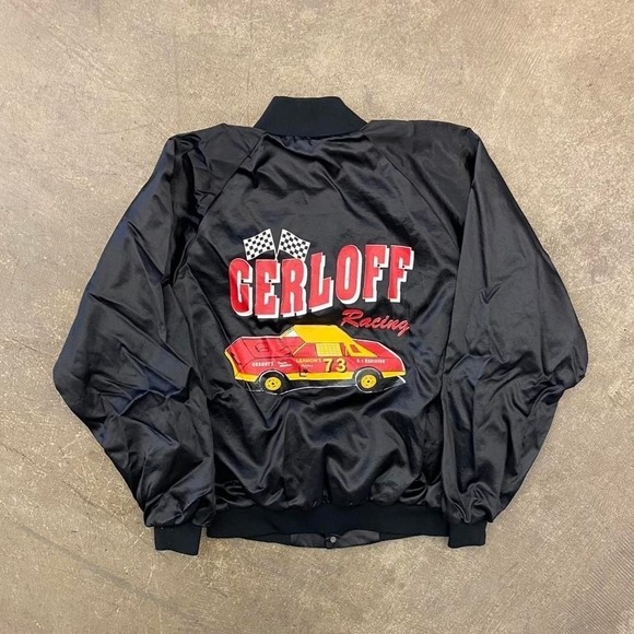 Nascar Other - Vintage NASCAR Gerloff Racing 73 "Homer" Satin Auburn Sportswear Jacket Size XL